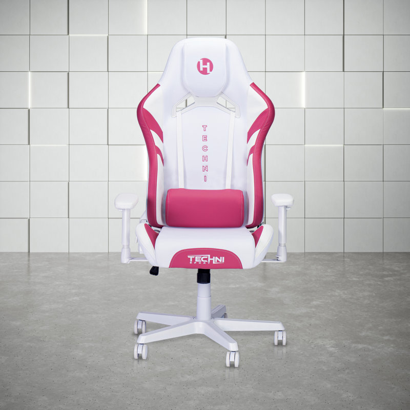 Fauteuil de jeu inclinable ergonomique Inbox, Blanc / Rose