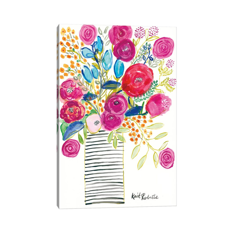 «Blissful Blooms» par Kait Roberts - peinture sur toile tendue, H 12 po x l 8 po x P 0,75 po