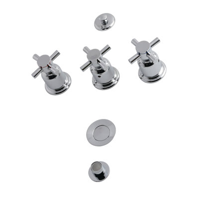 Kingston Brass Concord Three-Handle Vertical Spray Bidet Faucet with Brass Pop-Up