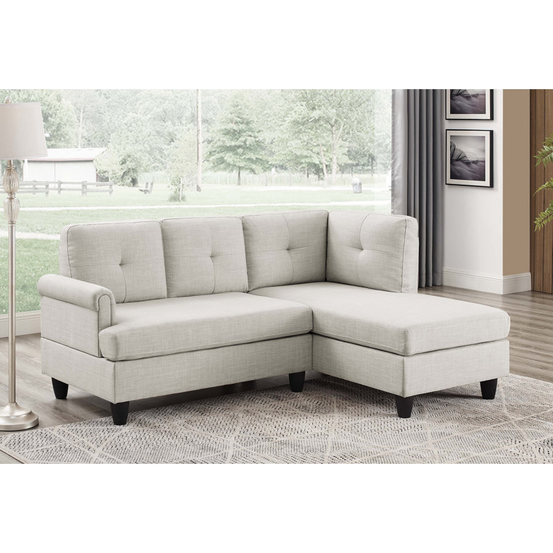Capems Upholstered 78'' Sofa, Cream Polyester