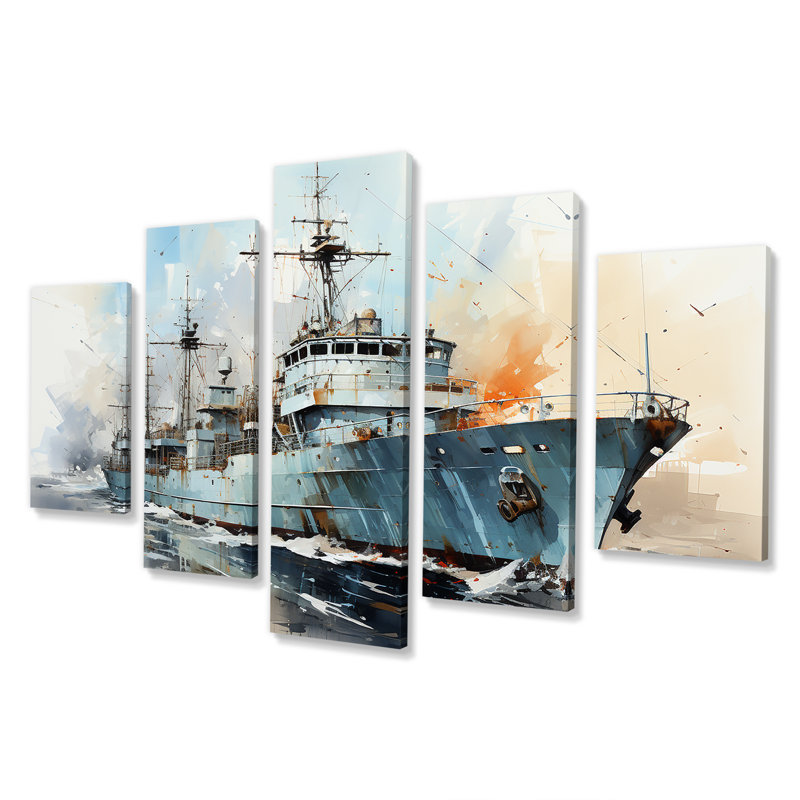 Marine armée, bateau, frégate IV - art mural multi-panneaux militaire