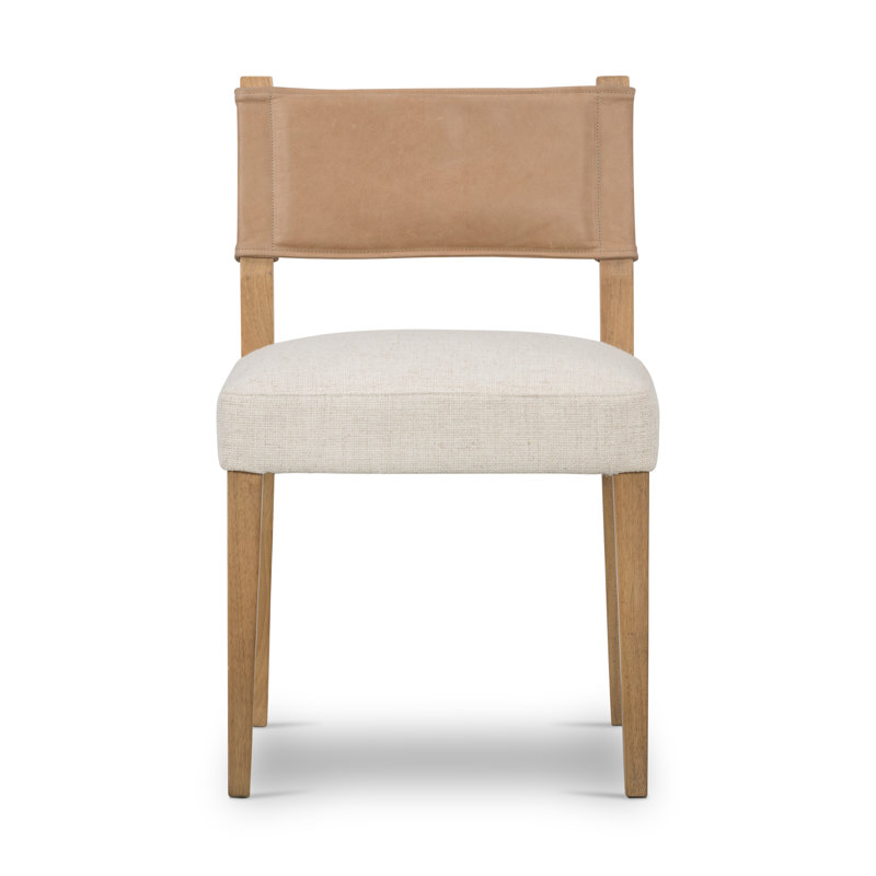 Side Chair in Charcoal, Natural, Polyester/Leather Winchester Beige