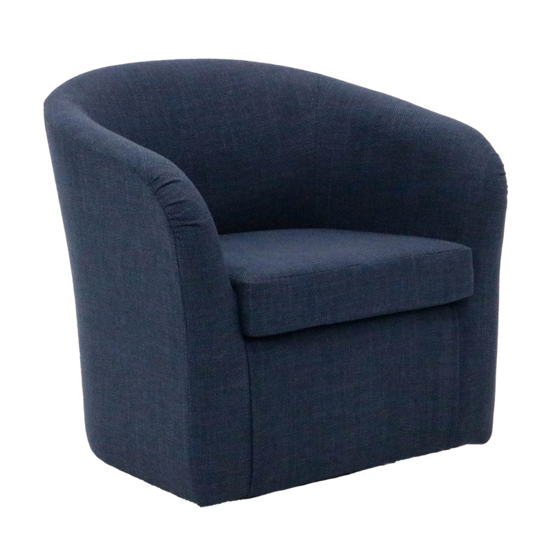 Fauteuil demi-tonneau pivotant en polyester 30,5 po Anrea, Navy Polyester Blend