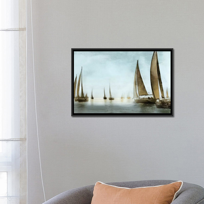 «Golden Sails», reproduction sur toile, Toile avec cadre noir, Pas de tapis, H 32 po x l 48 po x P 1,5 po