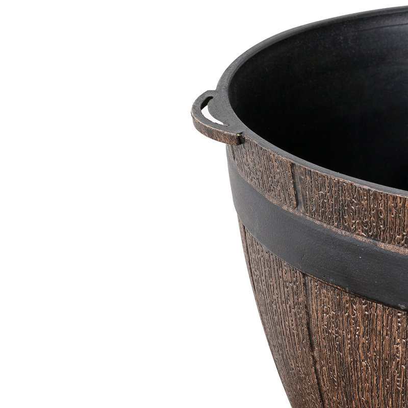 Plant Pots 4 Pack 7 Inch Whiskey Barrel Planters Pots With Drainage Holes And Tray For Indoor And Outdoor Garden Home Plants