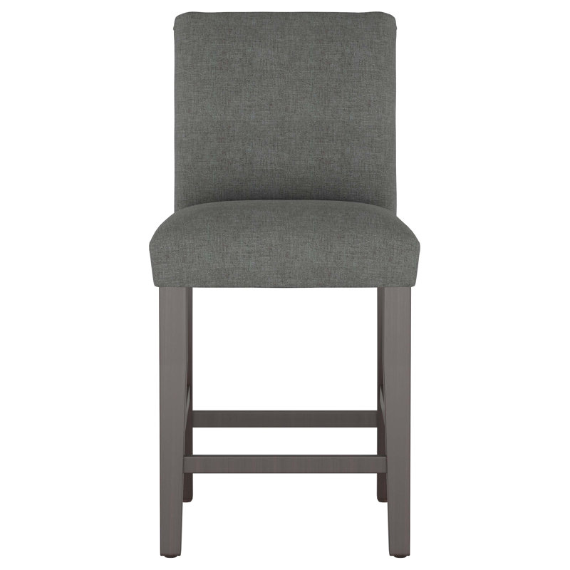 Tabouret de bar et de comptoir Hadrien, Lin texturé gris anthracite Zuma, Tabouret de comptoir (siège d'une hauteur de 26 p