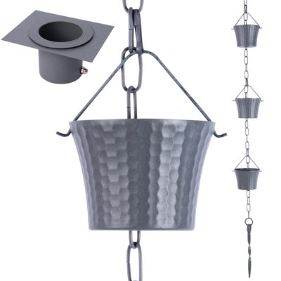 Wrought Iron Rain Chains Set 8.5 Ft
