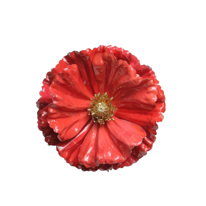 4.75" Shiny Poppy Clip Christmas Ornament, Shiny Coral Pink