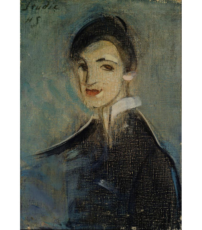 «Singer in Black» par Helene Schjerfbeck - Art mural sur toile tendue avec châssis, H 48 po x l 33 po