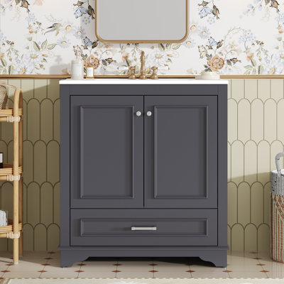 Meuble-lavabo moderne Serenity de 30 po pour salle de bain avec lavabo en céramique