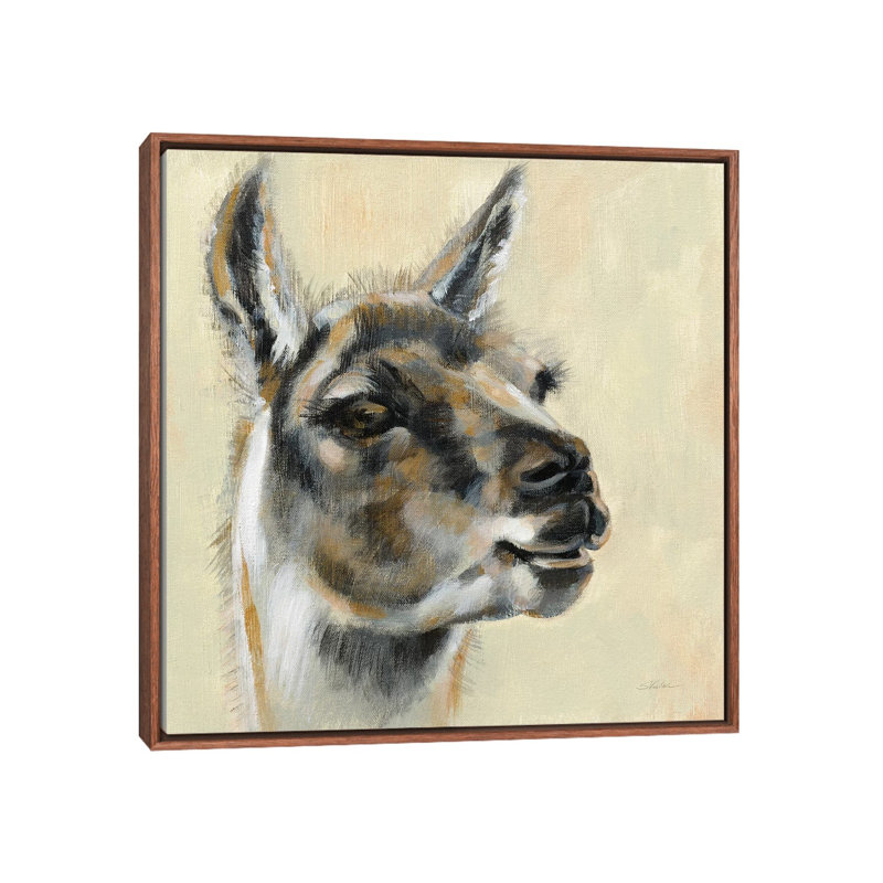«Llama Portrait» par Silvia Vassileva - reproduction d'art, Pas de tapis, H 18 po x l 18 po x 1,5 po