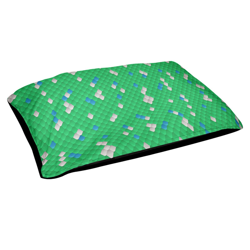 Coussin de lit pour chien à échelles serpent Byrge, Petit (l 28 po x P 18 po x H 6 po), Vert / Bleu, Polyester