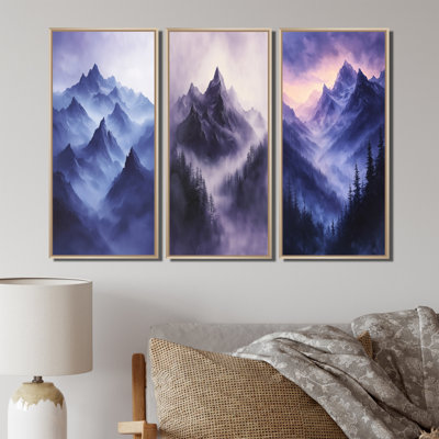 Misty Peaks In The Twilight III - Collection d'art mural paysage de montagnes