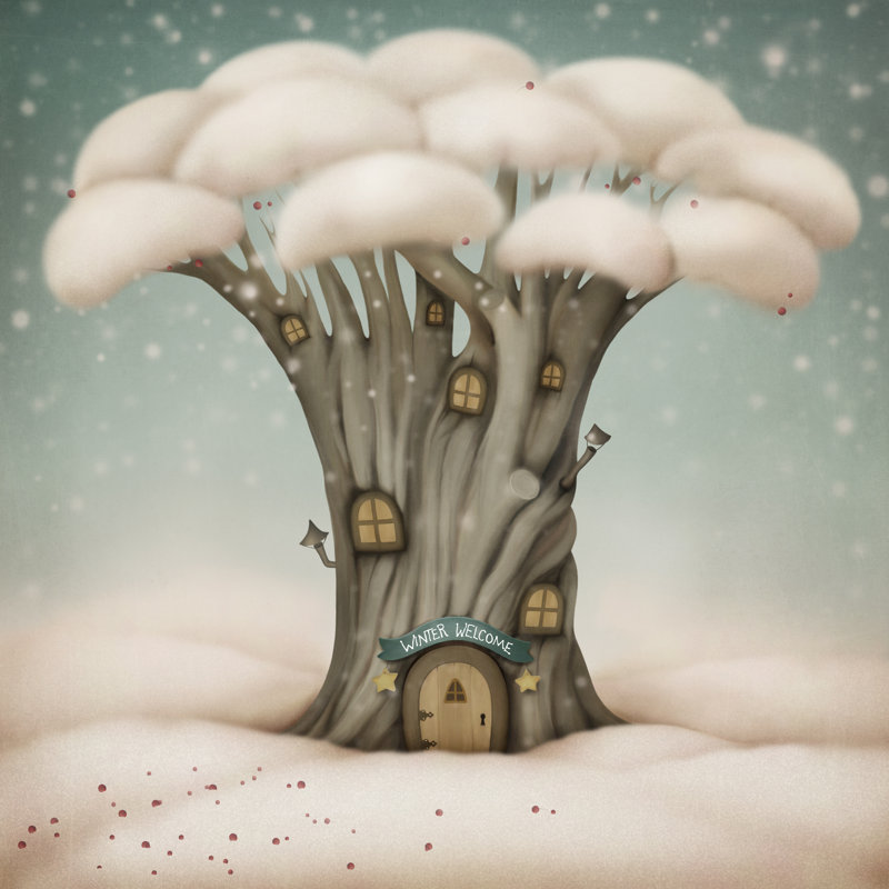 Winter Welcome by Ann_Mei - Wrapped Canvas Print, 30cm H x 30cm W