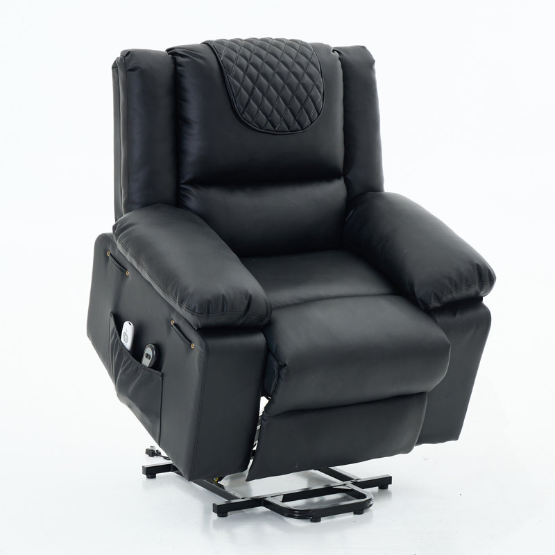 Fauteuil inclinable chauffant et massant télécommandé, Noir