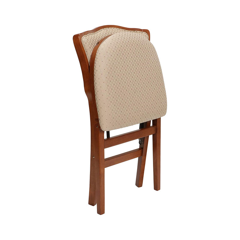 Wildon Home® Stakmore French Fabric Upholstered Seat Folding Chair Set, 4 Pack, Cherry