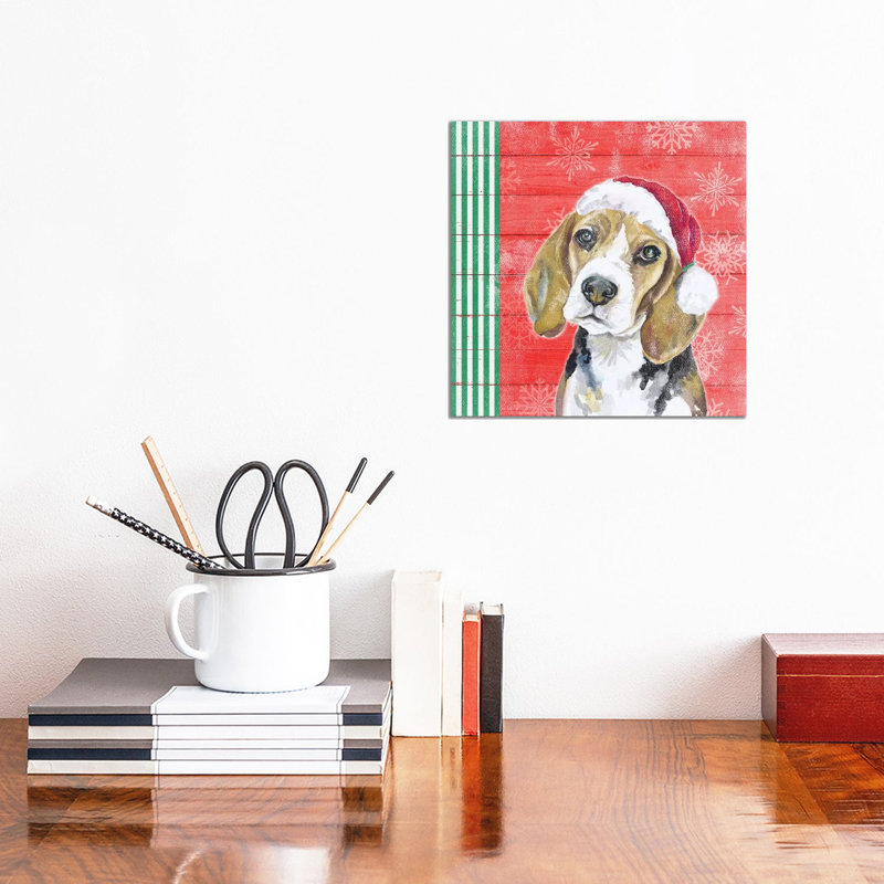"Holiday Puppy I" par Patricia Pinto, reproduction d’art, Pas de tapis, Toile tendue, H 12 po x l 12 po x P 0,75 po