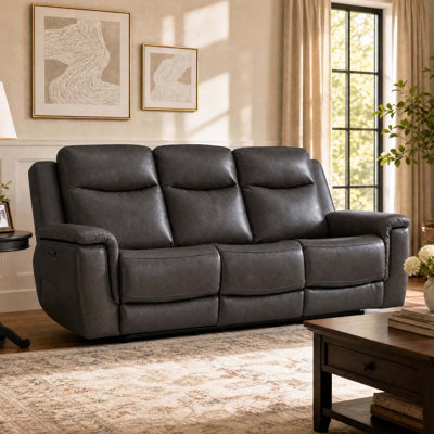 Canapé inclinable électrique en cuir véritable avec charge USB de 88,19 po Joniah