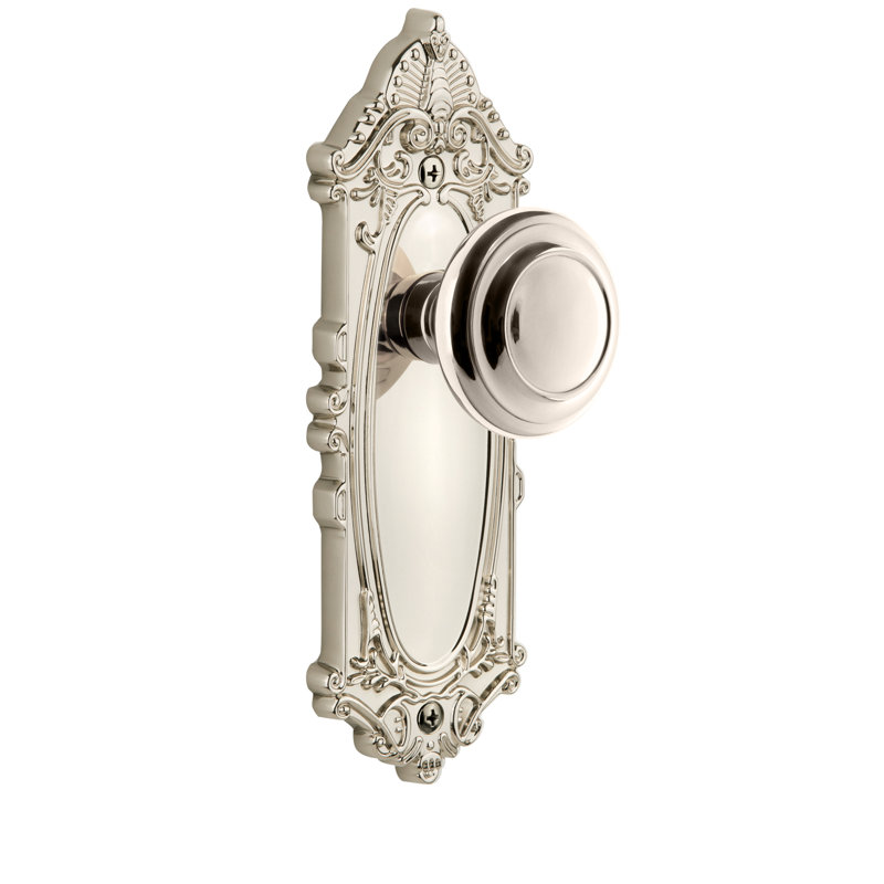 Figurine double victorienne avec plaque circulaire Grandeur Grande, Nickel poli