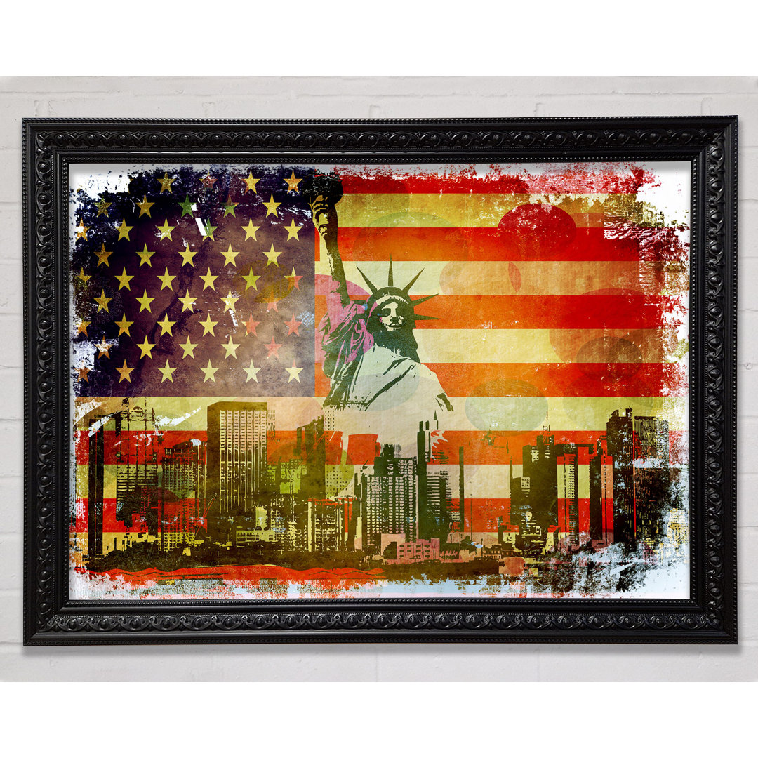 Amerikanische Flagge NYC Gerahmter Druck