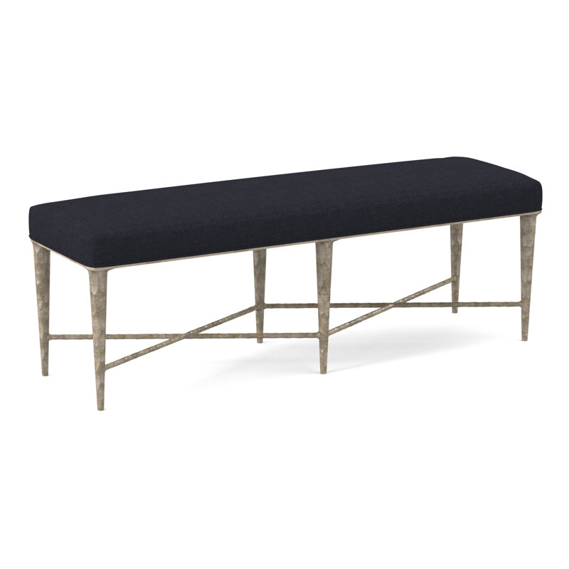Chiseled Polyester Blend and Acrylic Upholstered Bench, Venice Navy 100% Polyester