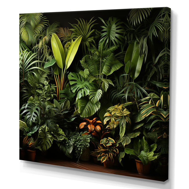 Jungle Plants Whispers Collage 1 - Jungle Wall Art, Wrapped Canvas, 36" H x 36" W