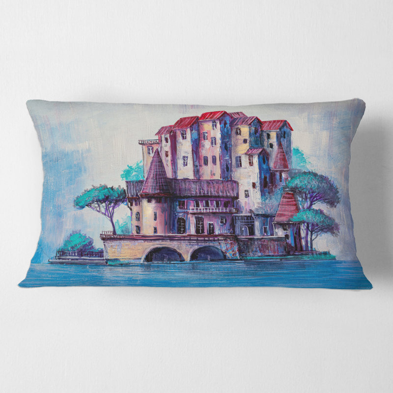 Rectangle,Skypscrapers By The Bridge In Ancient City - Traditional Printed Throw Pillow