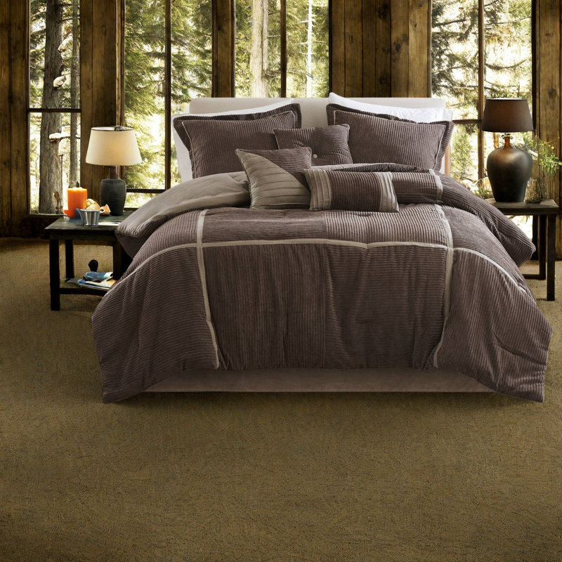 Luxurious Micro Corduroy Bedding Set, Polyester Cal King, Modern Style For Home