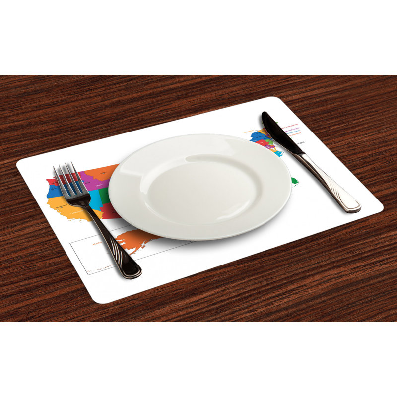 Sweetwater Colourful USA Map with States Placemat