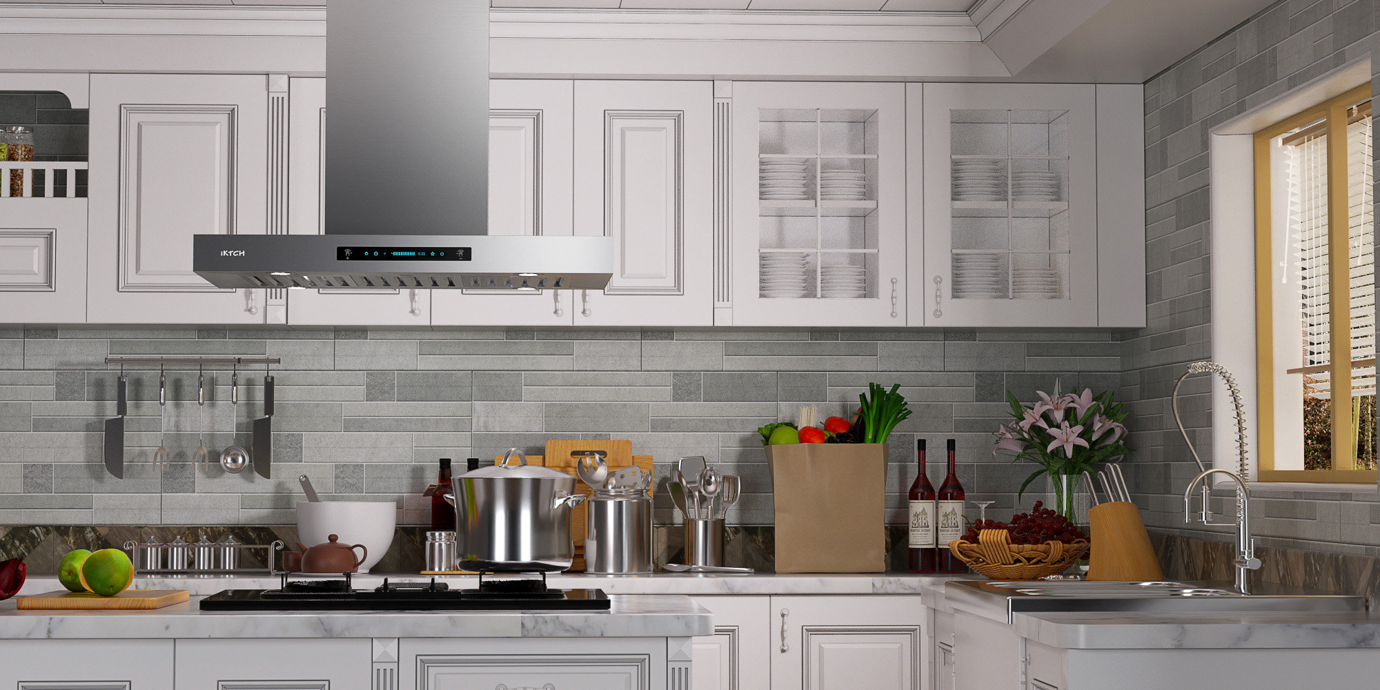 IKTCH 36" 900 Cubic Feet Per Minute Ducted (Vented) Island Range Hood