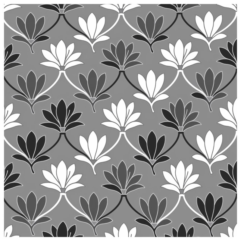 Rideaux de douche gris à motif floral très longs, L 70 po x H 84 po