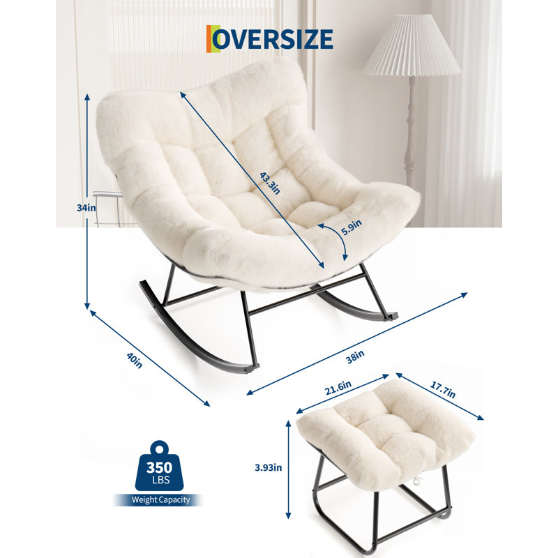 Ensemble de 4 chaises berçantes surdimensionnées avec repose-pieds 4 pièces Papasan