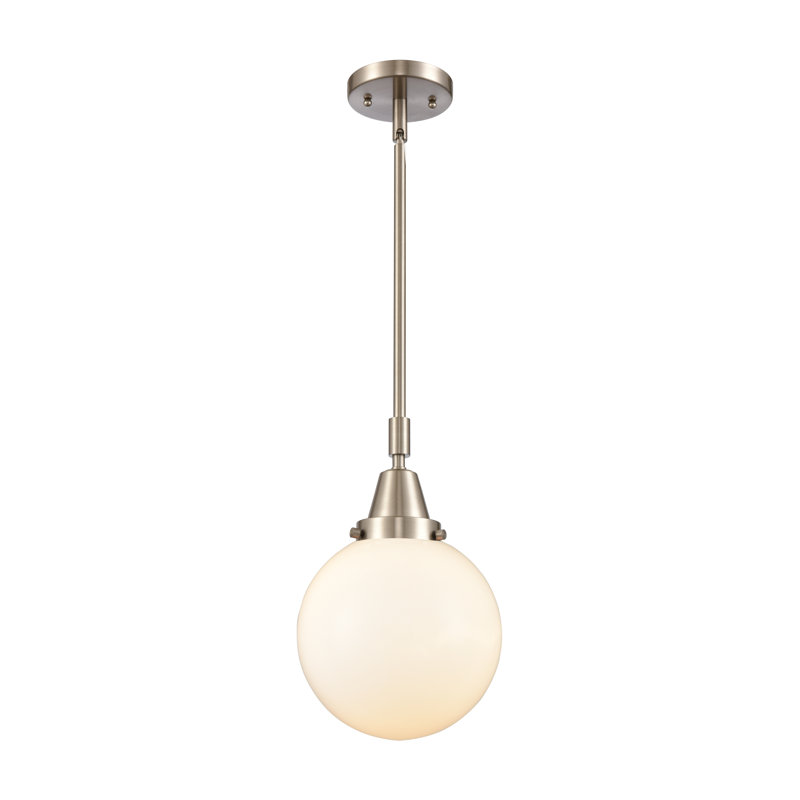 Luminaire suspendu à 1 lumière Lorri, Blanc mat, H 45,62 po x l 8 po x P 8 po, Nickel satiné brossé