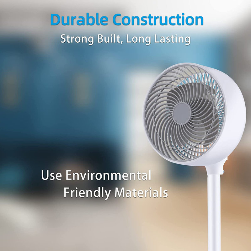 7" Oscillating Standing Fan With Remote Control 15H Timer 3-Speed Settings Adjustable Tilt