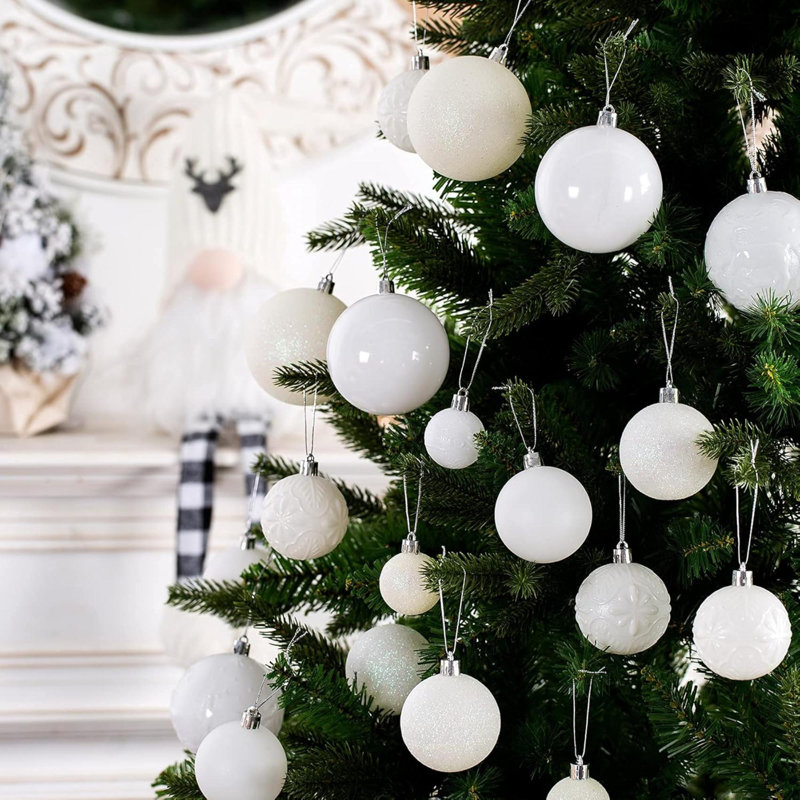 Ornements de Noël pour arbres de Noël, boules de Noël incassables, Blanc