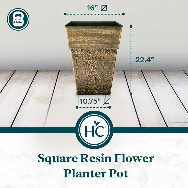  Avino 16 Inch Square Flower Planter Pot, Celtic Bronze (6 Pack)