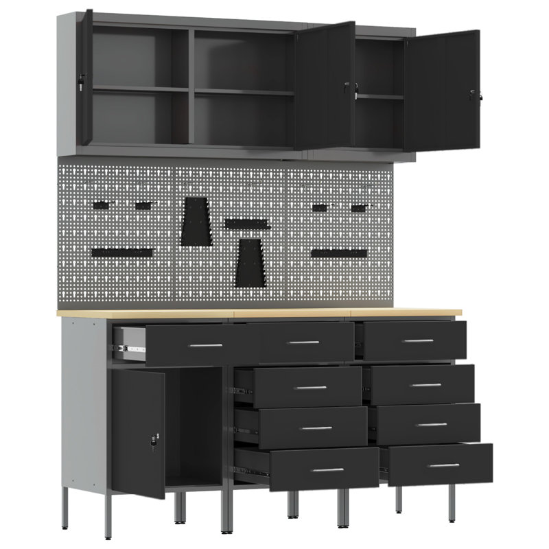 Work Cabinet with Drawer, Black