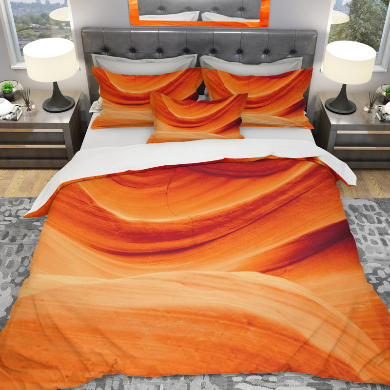 Ensemble de housse de couette murale antilope canyon designart, Housse de couette grand + 2 taies décoratives