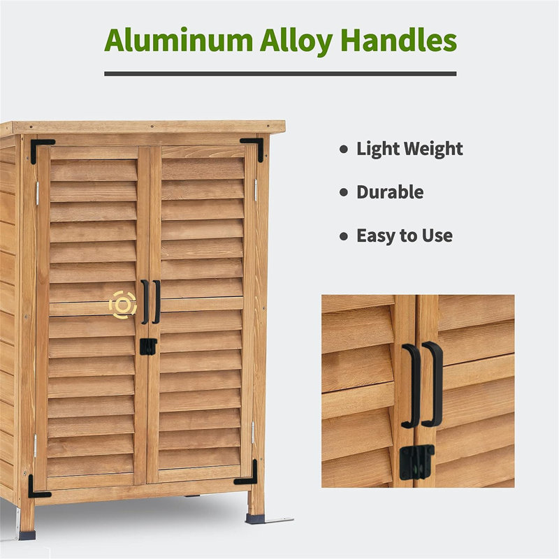 Natural Fir Wood Outdoor Storage Cabinet with Double Doors
