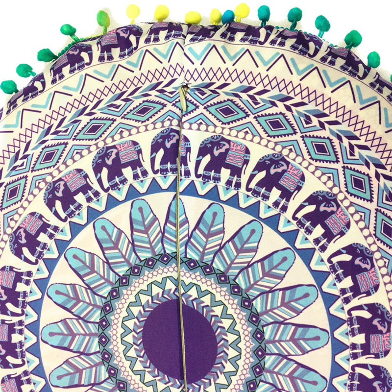 4Pcs Bohemian Round Pillowcases, 17" Diameter, Yoga & Floor Cushion Covers, Set of 4, Type 2