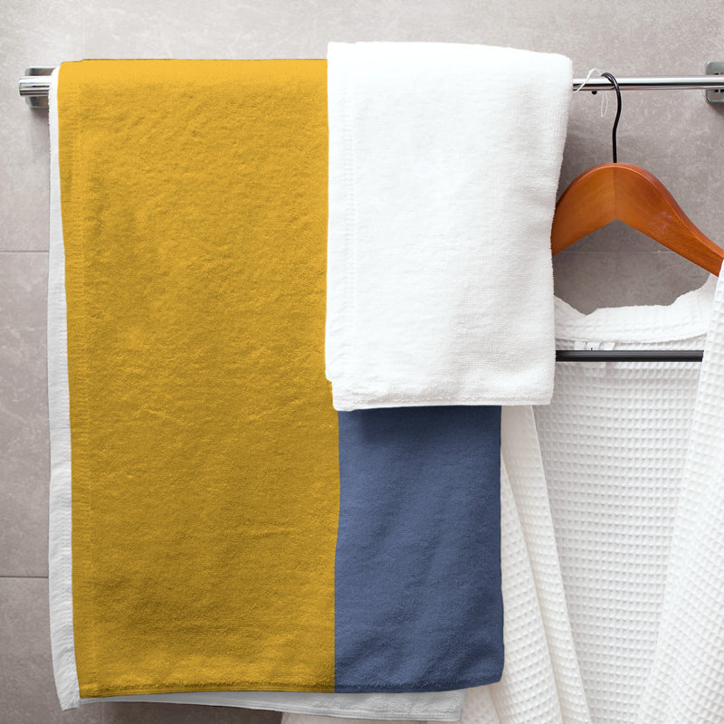 Cotton Blend Lightweight Bath Towel, Yellow/Blue/Yellow