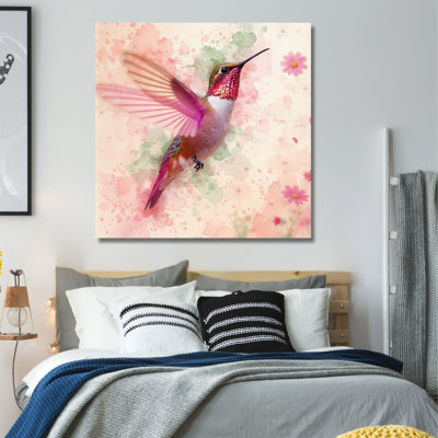 Art mural aquarelle en verre trempé Colibri