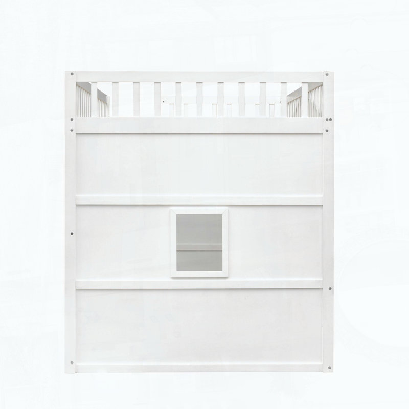 Lit mezzanine avec échelle House, Lit double, Blanc + gris