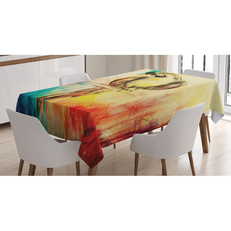 Ambesonne Parrot Tablecloth, Grunge Parrot Vintage Paper Background Smart Talkative Flying Mascots Print, Rectangular Table Cover For Dining Room Kitchen Decor, 52" X 70", Multicolor