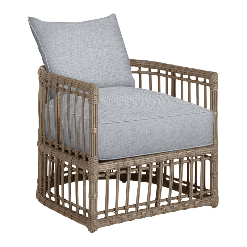 Newport Arm Chair with Cushions, Newport #66 Burlap, Welt, Linen Chambray