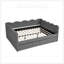 Lit de jour Cozy Gingham avec deux tiroirs de rangement, port USB et adorable tissu en forme de vague-129675776