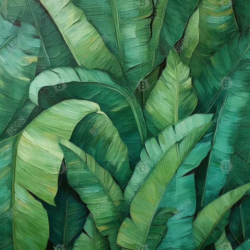 Feuilles denses - Toile encadrée verte contemporaine