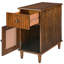 Wood Rattan Side Table with Storage