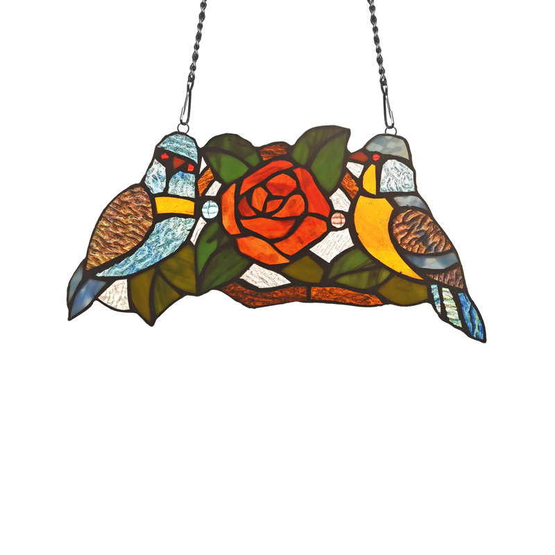 Panneau de fenêtre en verre sparrow tiffany