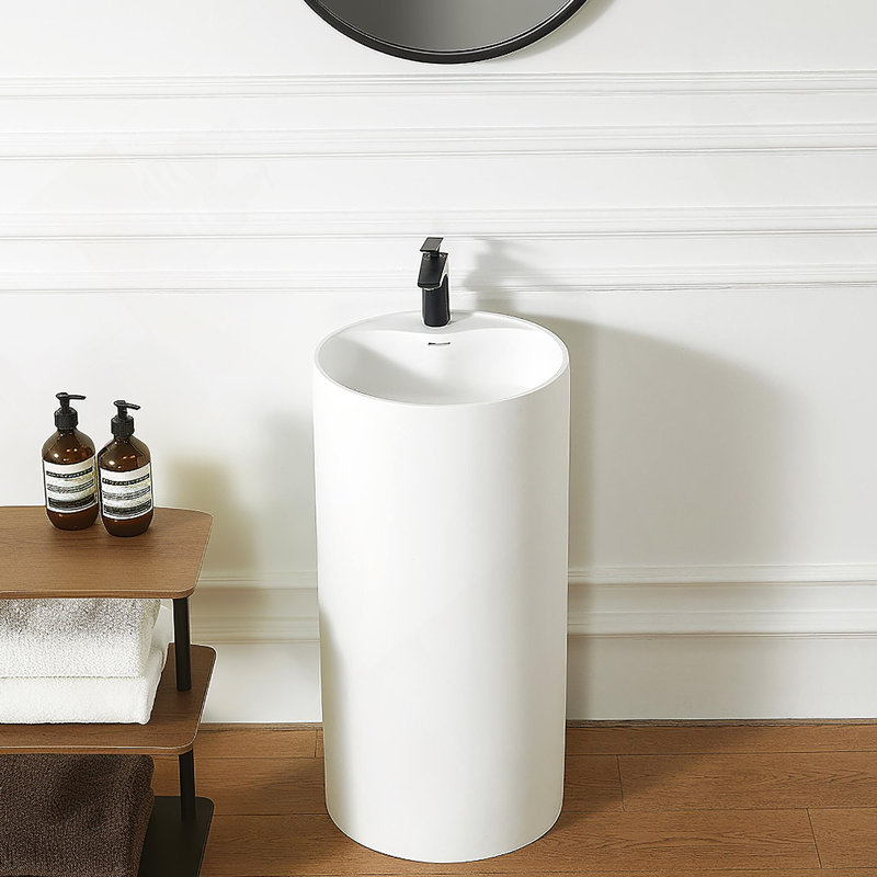 Solid Surface Pedestal Bathroom Sink Basin 66S-08